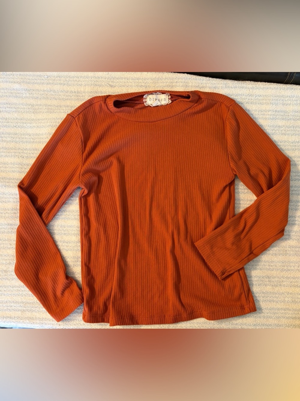 btween Ribbed Long-Sleeve Top - Burnt Orange